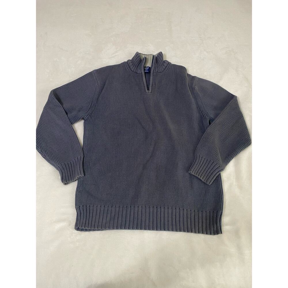 Gap Men Long Sleeve Turtleneck Striped Shirt Gray Size M Cotton Blend Pullover